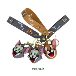 Tom & Jerry 3D Silicone Keychains – Cute Cartoon Rubber Key Rings for Kids & Fans