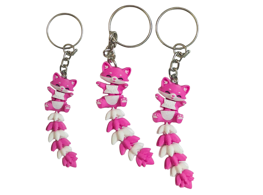 Cute Flexi Fox Keychain | 3D Printed Articulated Animal Keychain - Image 2